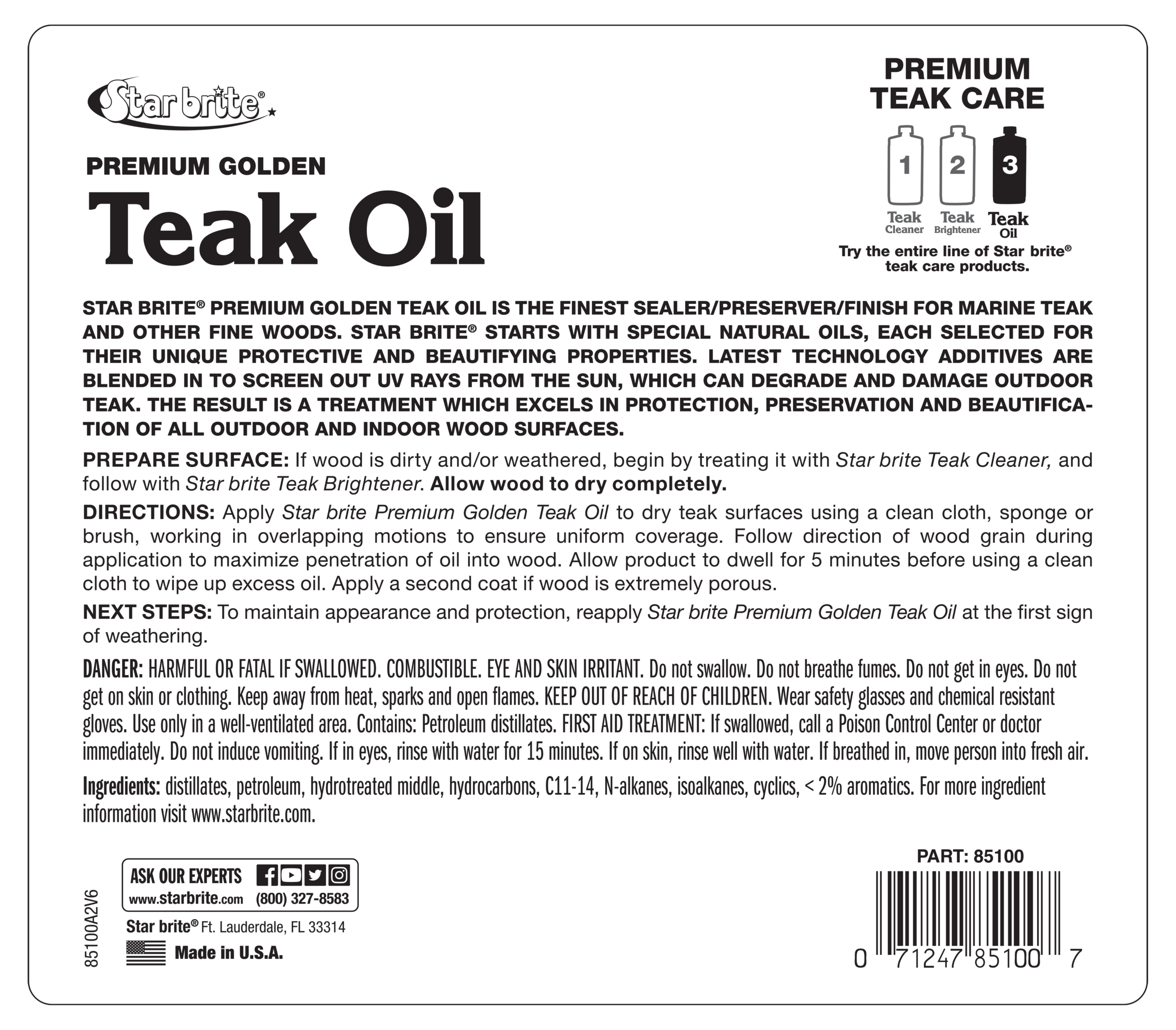 Star brite Premium Teak Oil Step 3 (473 ml) - 085116PW - Image 2