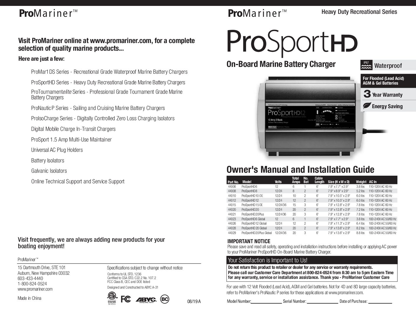 1-Bank On-Board - 44006|||ProMariner ProSport Marine Battery Charge HD6 6-Amp