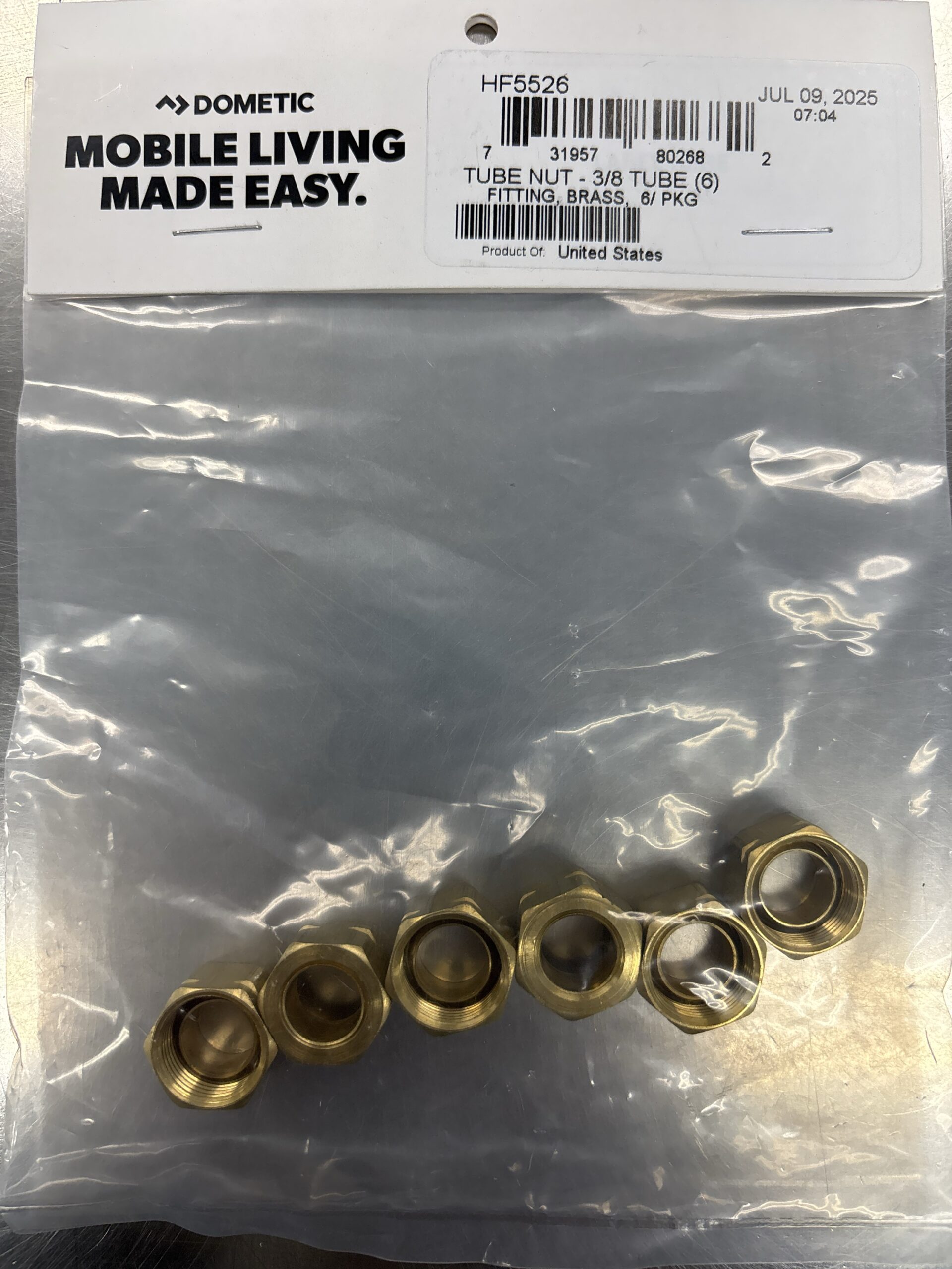 DOMETIC SEASTAR Tube Nut for 3/8 Inch Nylon Tube, 6-Pack - HF5526