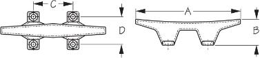 SEA-DOG 4-1/2 in Chrome-Plated Zinc Four-Hole Cleat - 044104-1 - Image 2