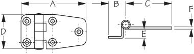 SEA-DOG 2-1/2" x 1-1/2" Offset Short-Side Door Hinge Pair - 201572-1 - Image 2