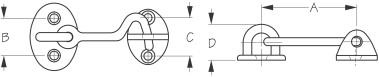 SEA-DOG LINE Chr/Brass Door Hook 2-1/2" - 222112-1 - Image 2