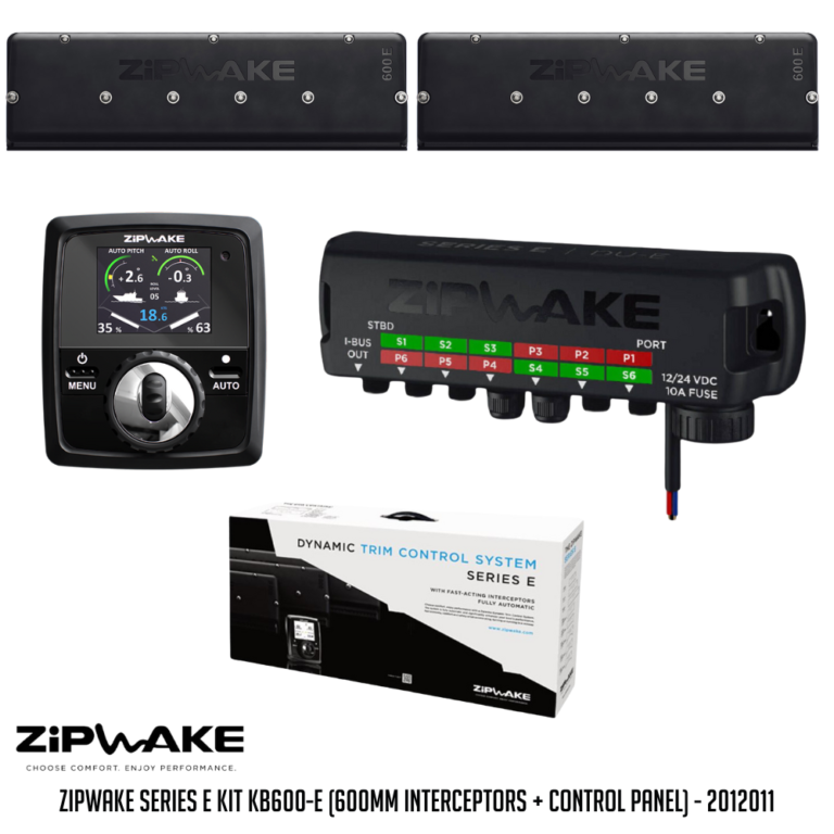 |||ZIPWAKE Series-E Straight Mount Kit KB600-E Chine (Includes Control Panel) - 2012011|ZIPWAKE Distribution Panel (1)|ZIPWAKE Control Panel|Zipwake E-Series Style Interceptors 600E