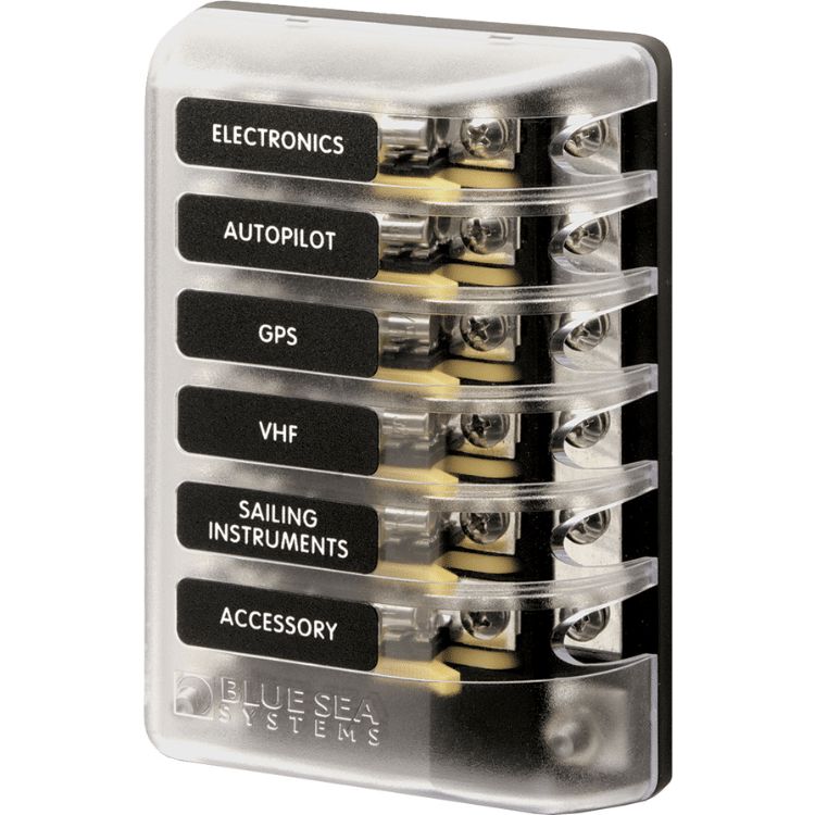 BLUE SEA SYSTEMS AGC Fuse Block 6-Circuit WGround - 5015