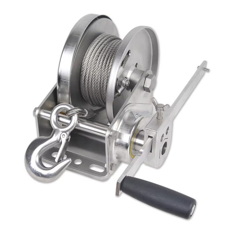 EABW1000SS STAINLESS STEEL HAND WINCH WITH AUTO BRAKE SS CABLE AND SS HOOK