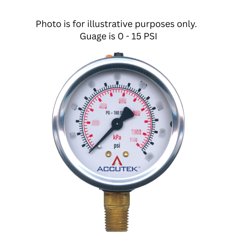 |ACCUTEK PROPANE Liquid-Filled Pressure Gauge 14 Male Pipe Thread 0–15 PSI - PG-15SG25|prppg300sg
