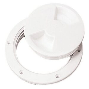 SEA-DOG LINE White ABS Screw-Out Deck Plate, 5" - 337150-1