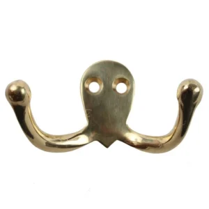 SEA-DOG LINE Polished Brass Double Coat Hooks, Pair - 671515-1