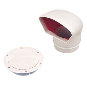 SEA-DOG LINE 3-Inch Low-Profile PVC Cowl Vent with Snap-On Deck Plate, White/Red - 727130-3