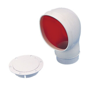 SEA-DOG LINE 3-Inch Standard PVC Cowl Vent with Snap-On Deck Plate, White/Red - 727135-3