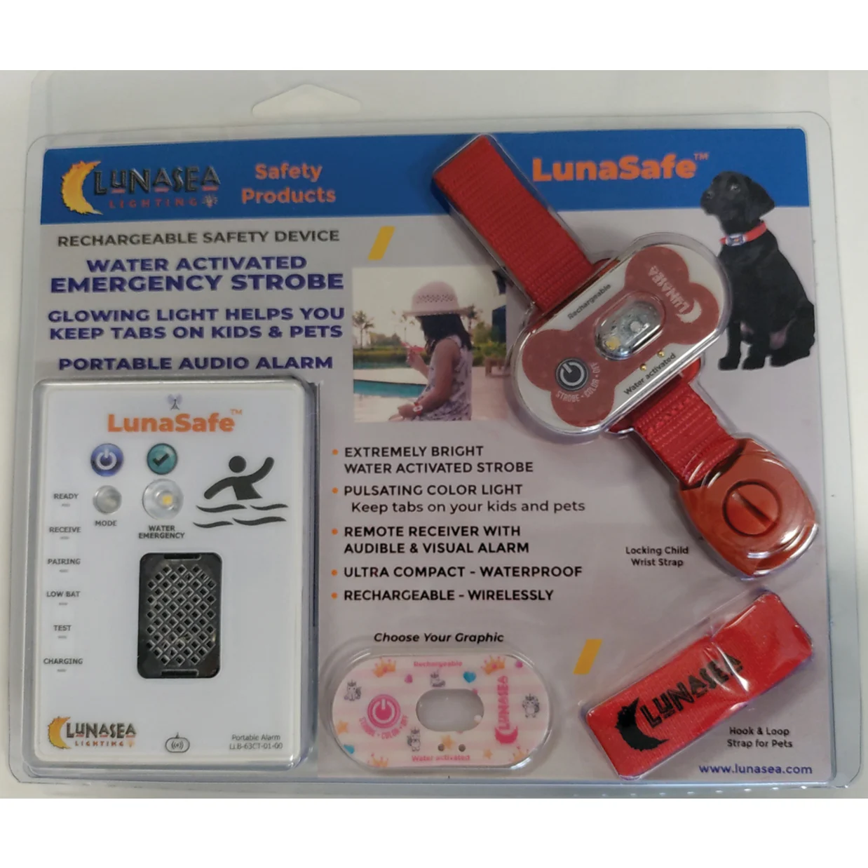 LUNASEA LunaSafe Water-Activated Strobe/RF Transmitter Red Case - LLB-63RB-E0-K1