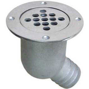 PERKO Chrome-Plated Bronze Flush-Mount Cockpit Scupper for 1-1/2 in. Hose - 142-002-CHR
