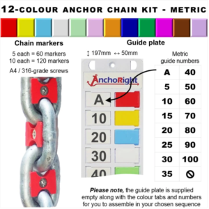ANCHORIGHT 3/8" (10 mm) Anchor Chain Marker Set, 12 Colours / 60 Markers - S1012I
