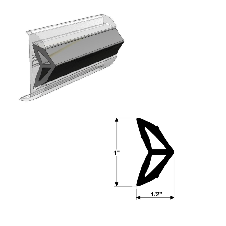 TACO MARINE 1" x 1/2" Flexible Vinyl Rub Rail Insert, Black, Sold by the Foot - V12-0338BKA