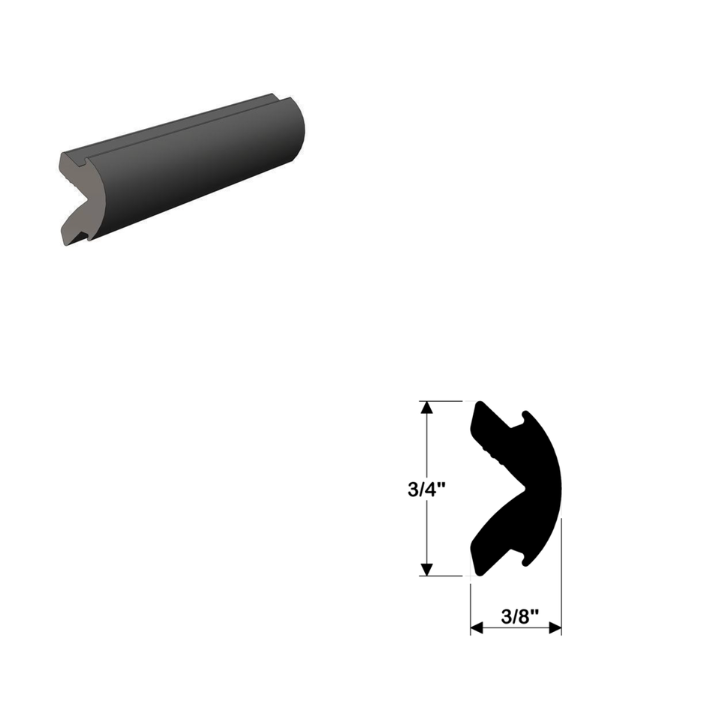 TACO MARINE 3/4" x 3/8" Flexible Vinyl Rub Rail Insert, Black, Sold by the Foot - V12-4155BKA